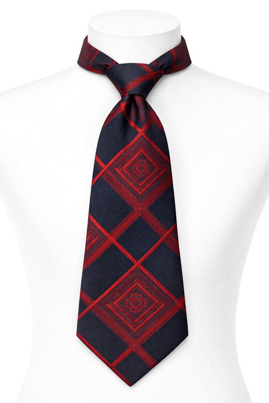 Guardsman Navy Red Geometric Jacquard Necktie Classic Mens Dress Tie